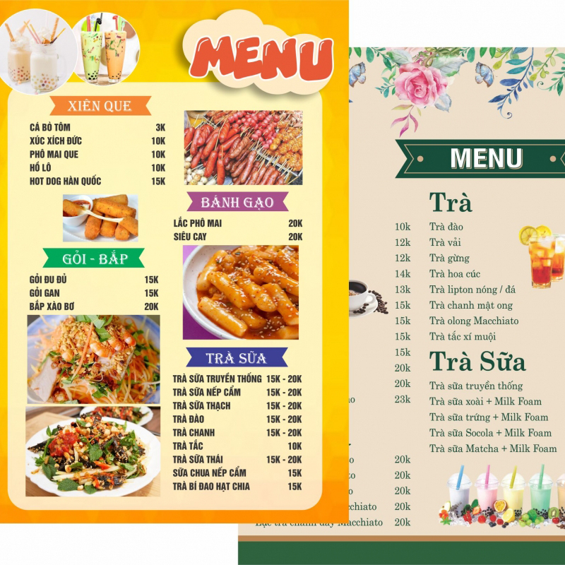 Mẫu menu thông dụng - In Lam Sơn - Công Ty TNHH Một Thành Viên In Photocopy Lam Sơn